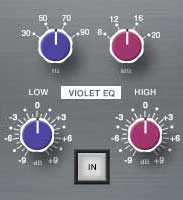 Closeup photo of the Violet EQ Section