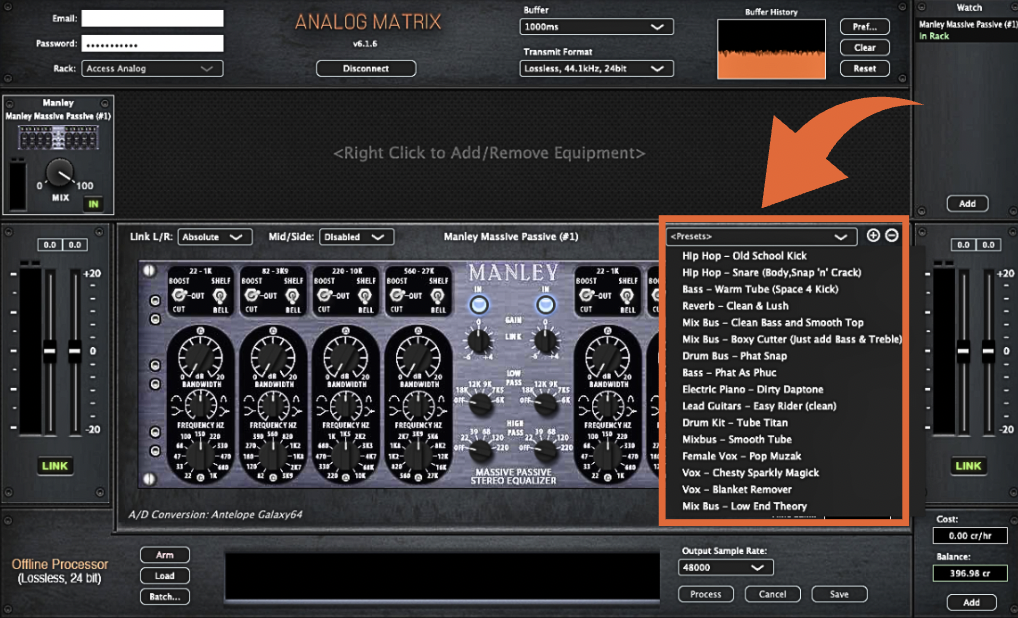 Image of the Massive Passive Presets in the Analog Matrix Plugin