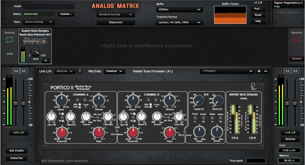 Portico II inside the Analog Matrix Plugin